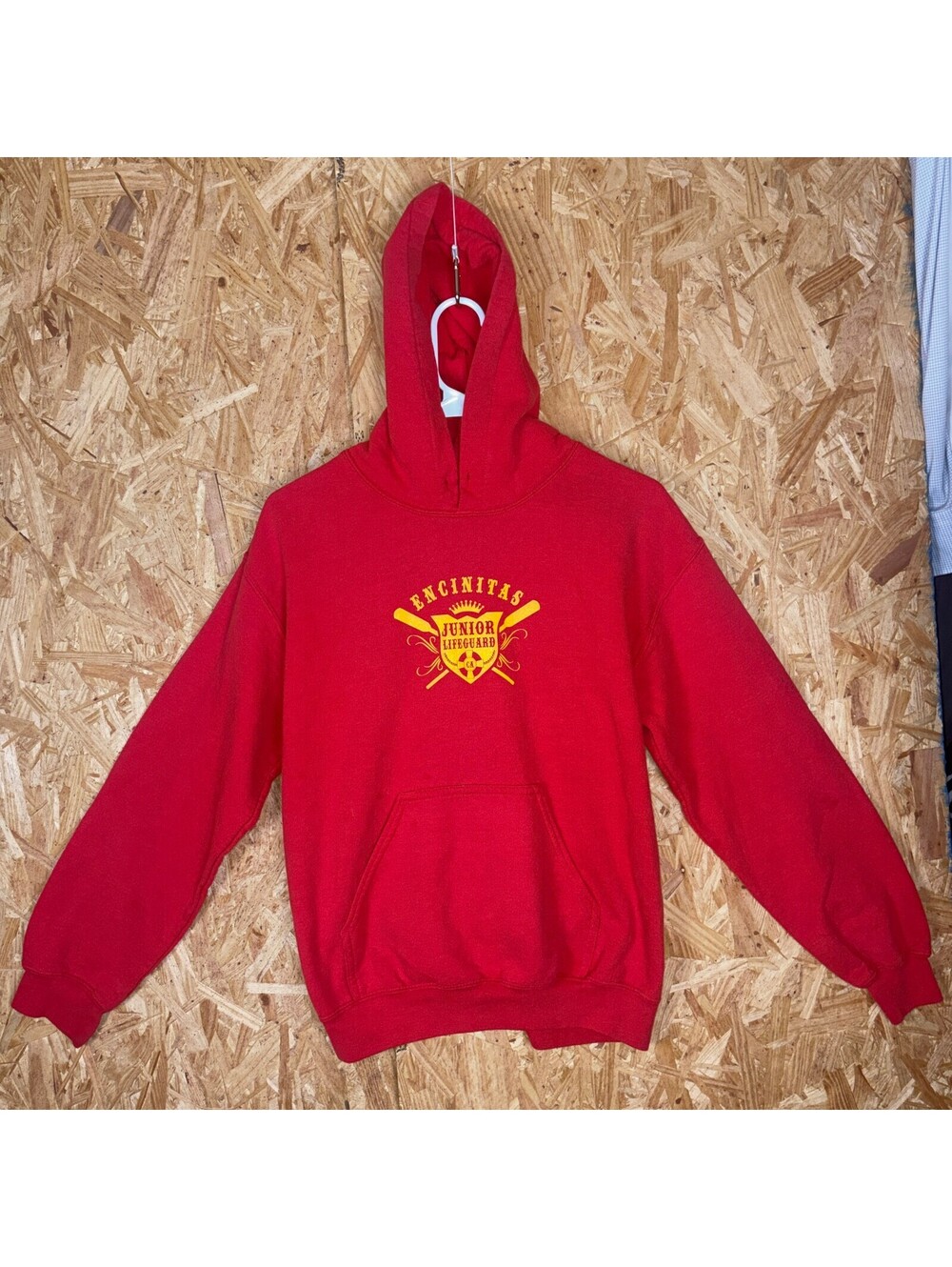 Gildan Mens S Red Encinitas Junior Lifeguard Hoodie